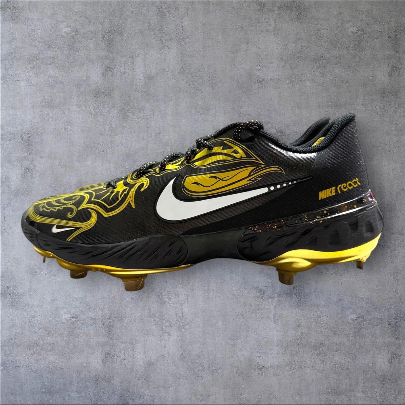 Nike Alpha Huarache Elite 3 Low Black Gold Baseball Cleat Size 13 Cv3553-001